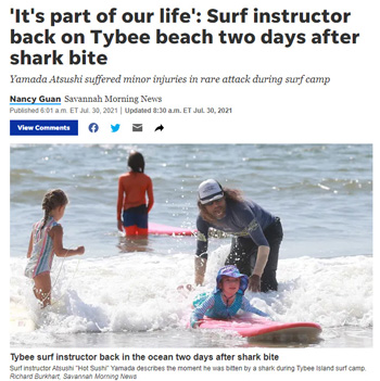 Tybee surf instructor back in the ocean two days after shark bite